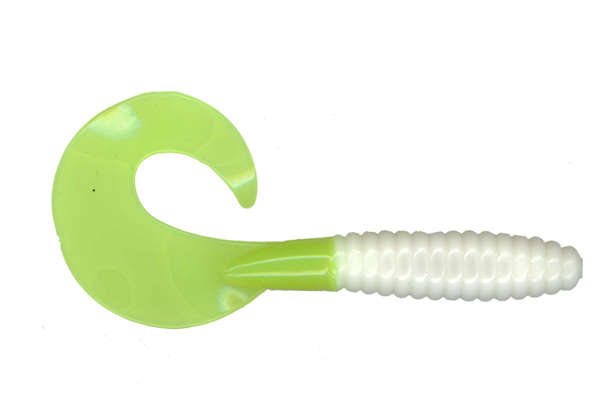 5" Curly/Crazy Tail Grub White/Chartreuse CTF35-5