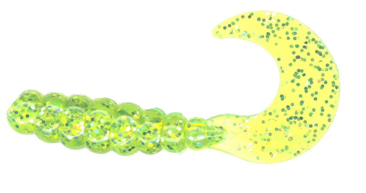 2" Crazy Tail Grub Chartreuse Glitter CTGG5-2