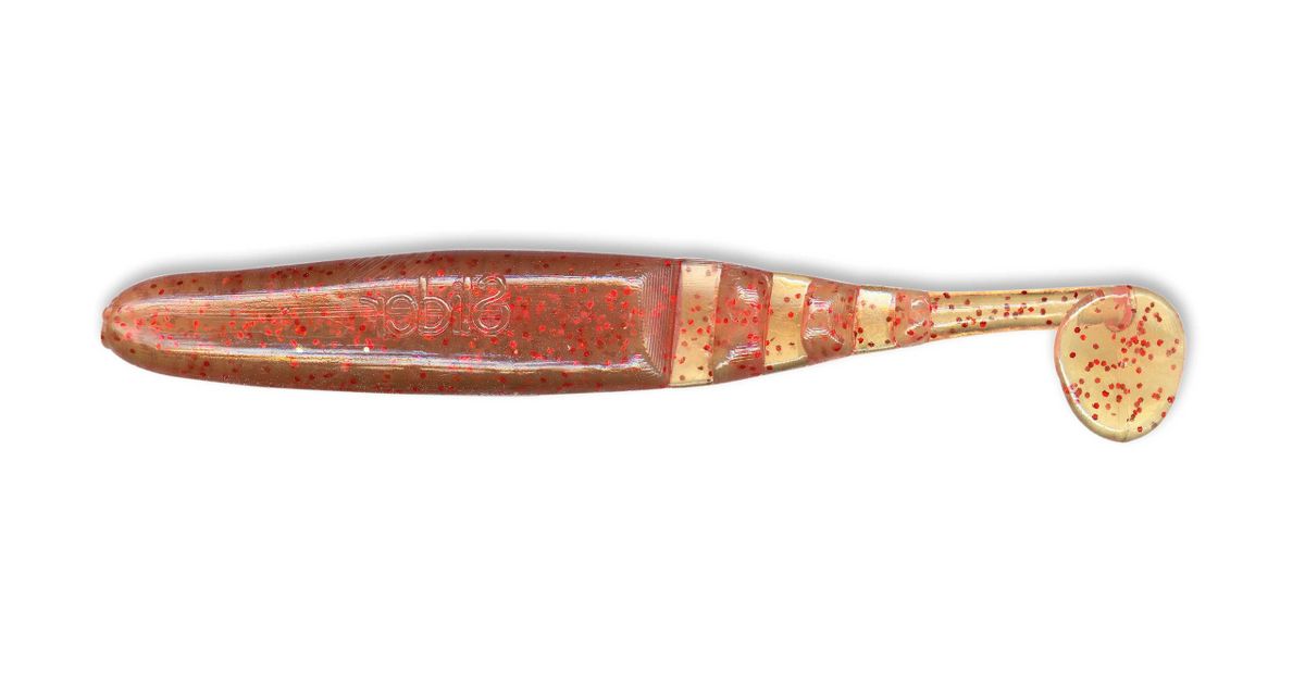 3" Double Action Grub-Motor Oil/Red Glitter DBG13