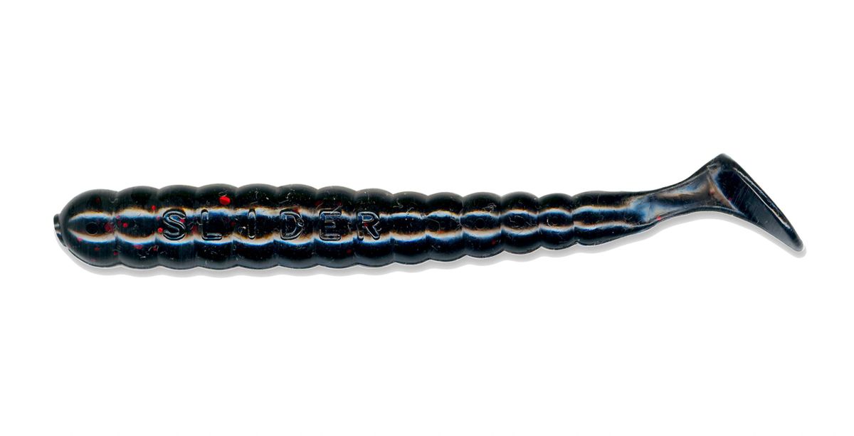 3" Grub Black Red Glitter SBGG19