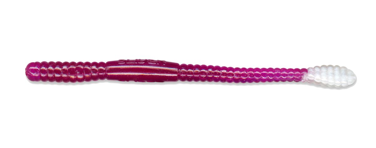 4" Slider Worm Purple/Pearl Tail SWF23