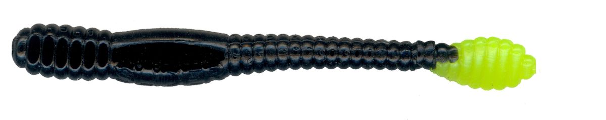 3" Worm BLACK / CHARTREUSE TAIL SWF5-3