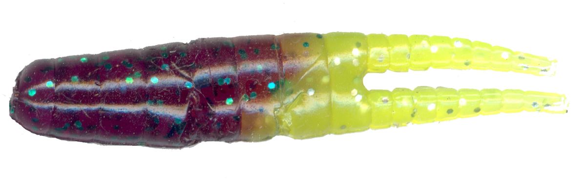 Whirly Bee Grub Junebug/Chartreuse Tail WBGF128