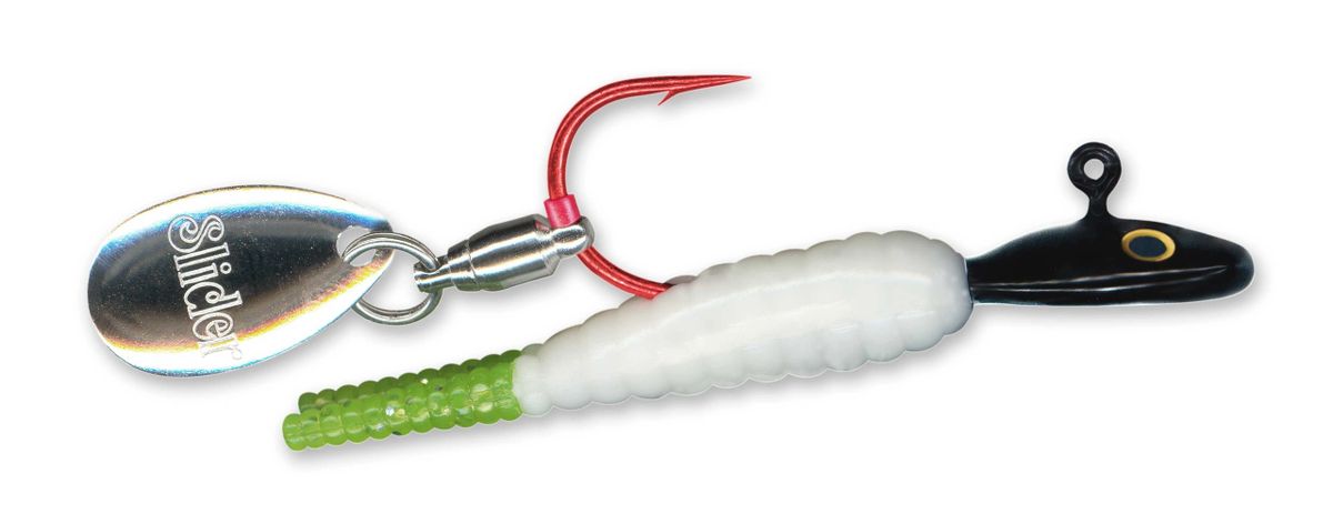 Pro Whirly Bee WHITE/ CHARTREUSE TAIL WBGF45-PRS