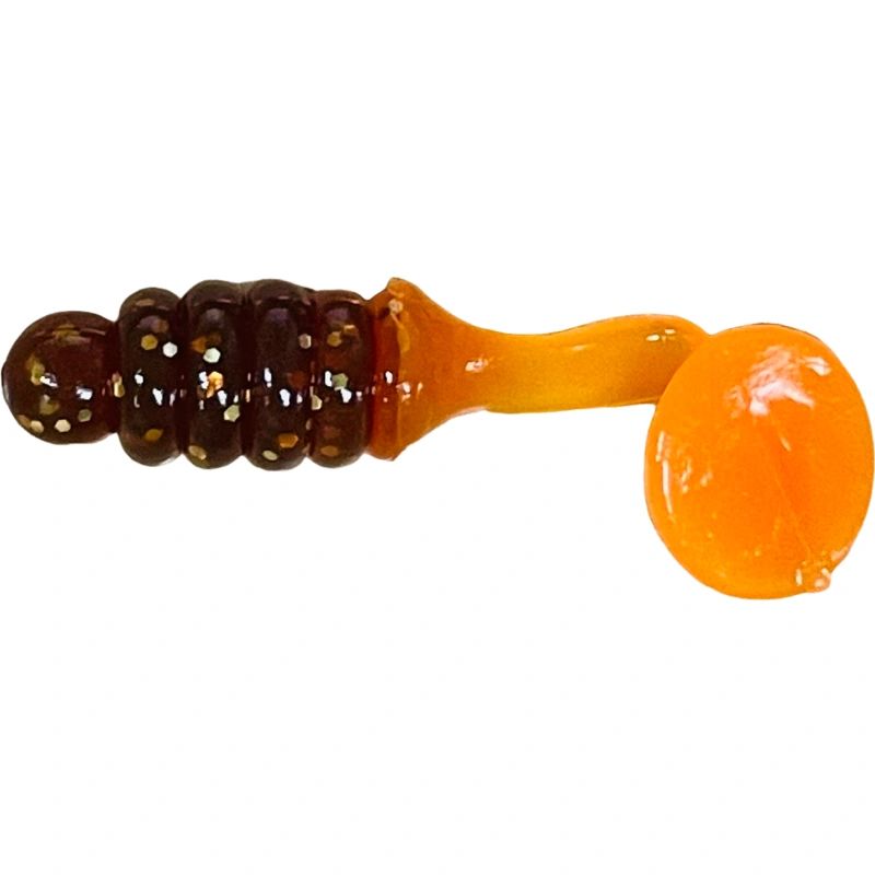 1" Crappie/PanFish Grub Motor Oil /Orange Tail CBPF13