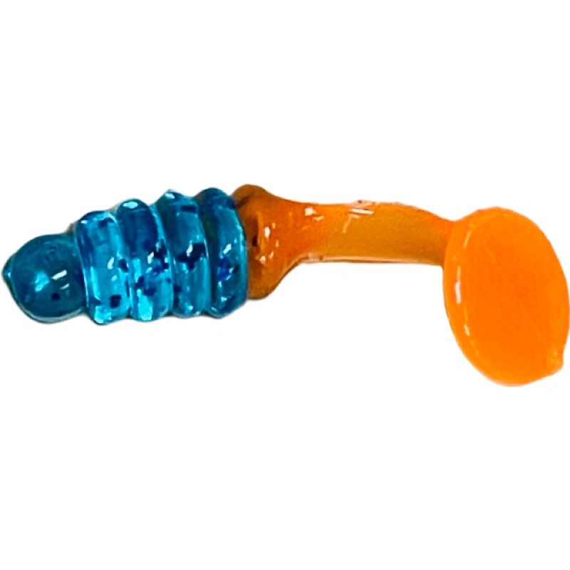 1" Crappie/PanFish Grub Blue Ice/Orange Tail CBPF610