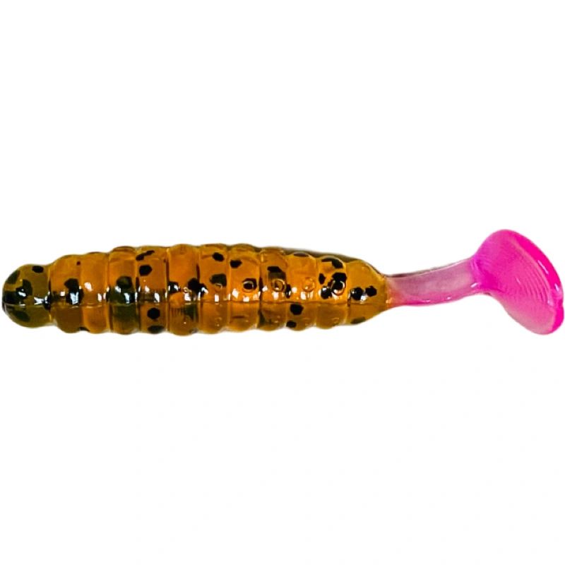 1 1/2" Crappie Grub Pumpkin / Pink Tail CSGF103