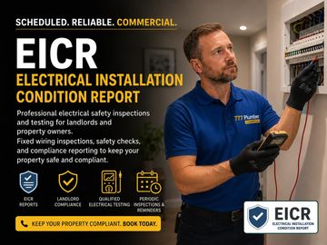 Electrician performing electrical inspection for property safety and compliance.