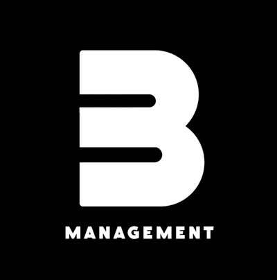 Bold white 'B' logo with 'MANAGEMENT' text on black background.
