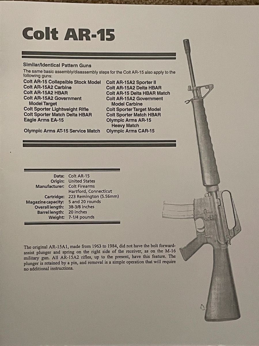 Colt AR-15 Manual Scarce