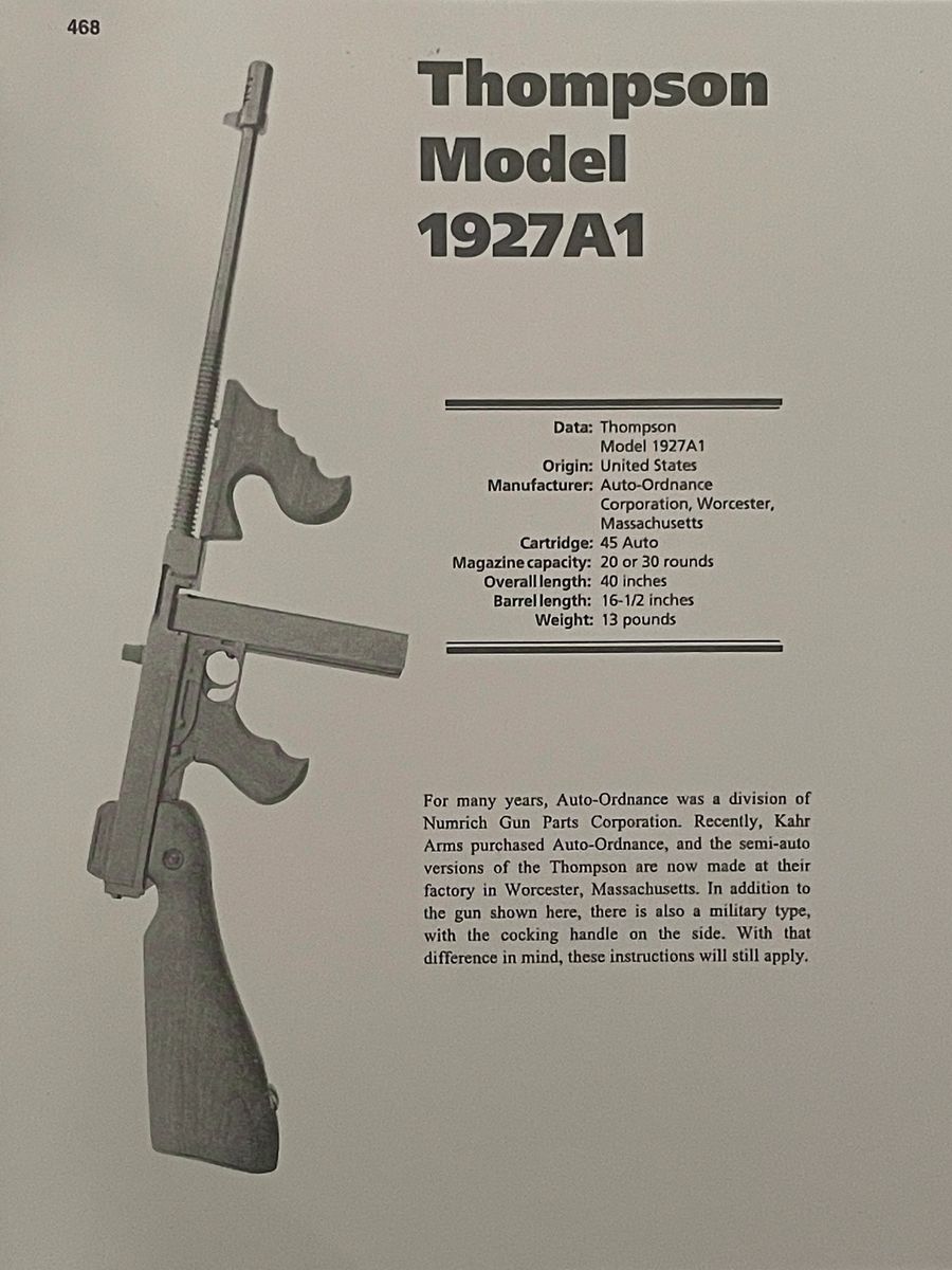 Thompson Plus Model Thompson Model 1927A1 Manual