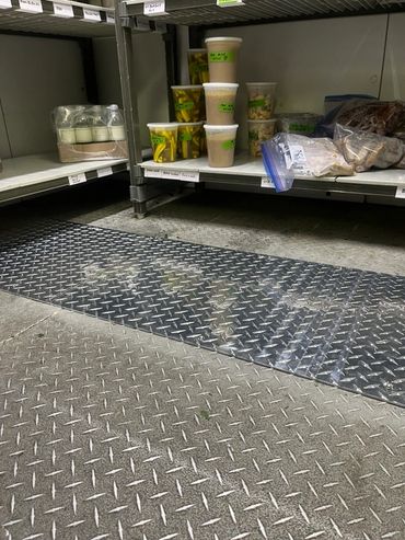 8-foot structural floor patch using 3003 H22  to secure seams and reinforce a walk-in cooler floor