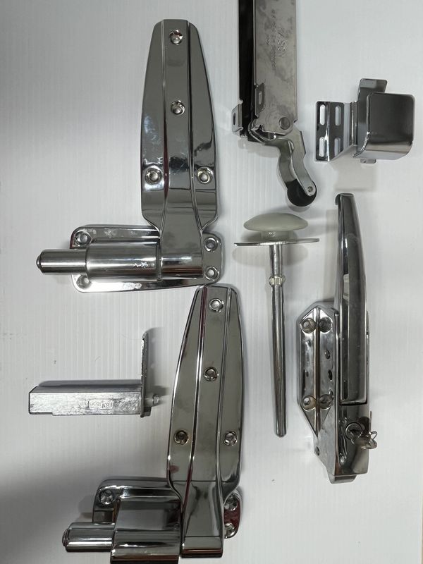 Walk In Cooler Door Repairs, Cooler Hinges, Walk In Door Closers, Pushrod safety release, True self 