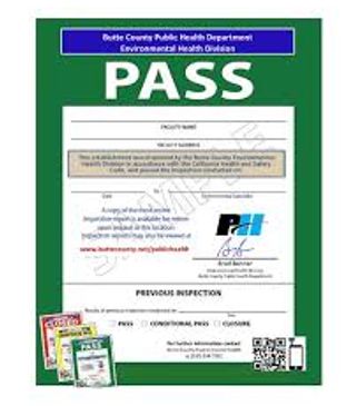 Dixie County Public Health Department environmental health pass certificate.