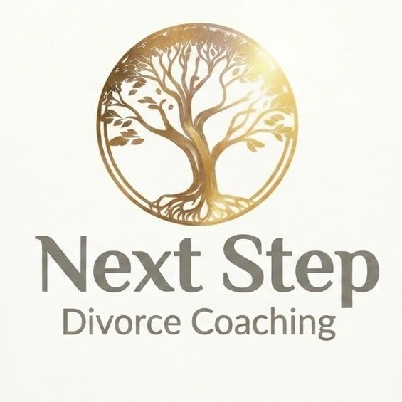 Logo for Next Step Divorce Coaching with a golden tree symbol.