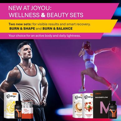 Banner with BURN&SHAPE and BURN&BALANCE sets: active lifestyle, sports, recovery  w a 10% discount.