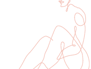 Abstract continuous line drawing of a seated person.
