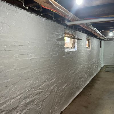 Stone foundation leak repairs. 