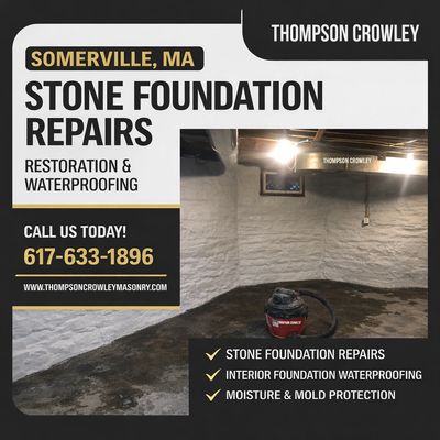 Somerville stone foundation repairs and waterproofing