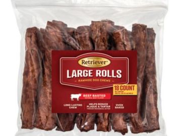 Large Beef Basted Rawhide Roll, Dog Chew Treats, 18 ct.