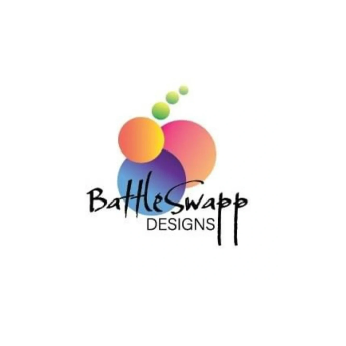 BattleSwapp Designs logo. Multiple circles of varying sizes and color gradients.