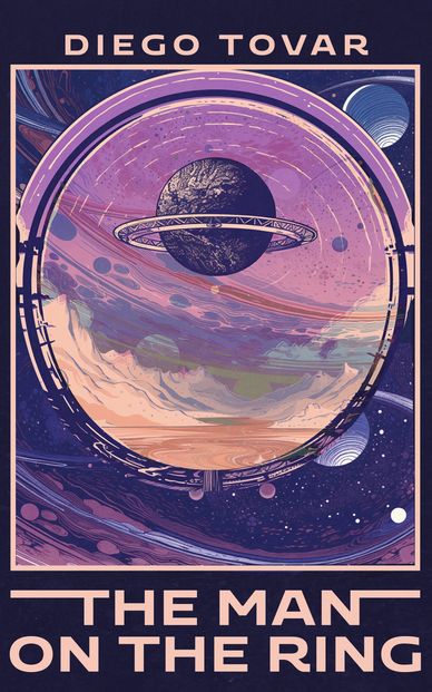 A sci-fi book cover featuring a planet with a ring.