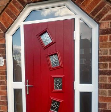 Tailor designed Arched Solid Core composite curved style door in red fitted in Nottingham.