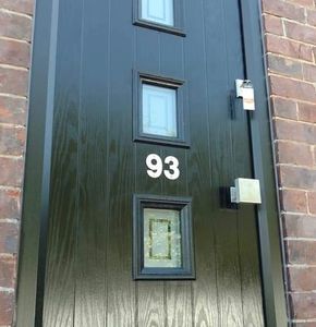 Solid Core composite door with Square Suite handle fitted by Mansfield Front Doors in Forest Town.