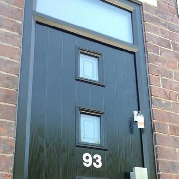Anthracite Grey Solid Core composite door with a top light and enfield glass fitted in Forest Town.