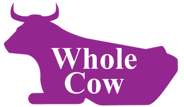 Purple cow silhouette with 'Whole Cow' text.