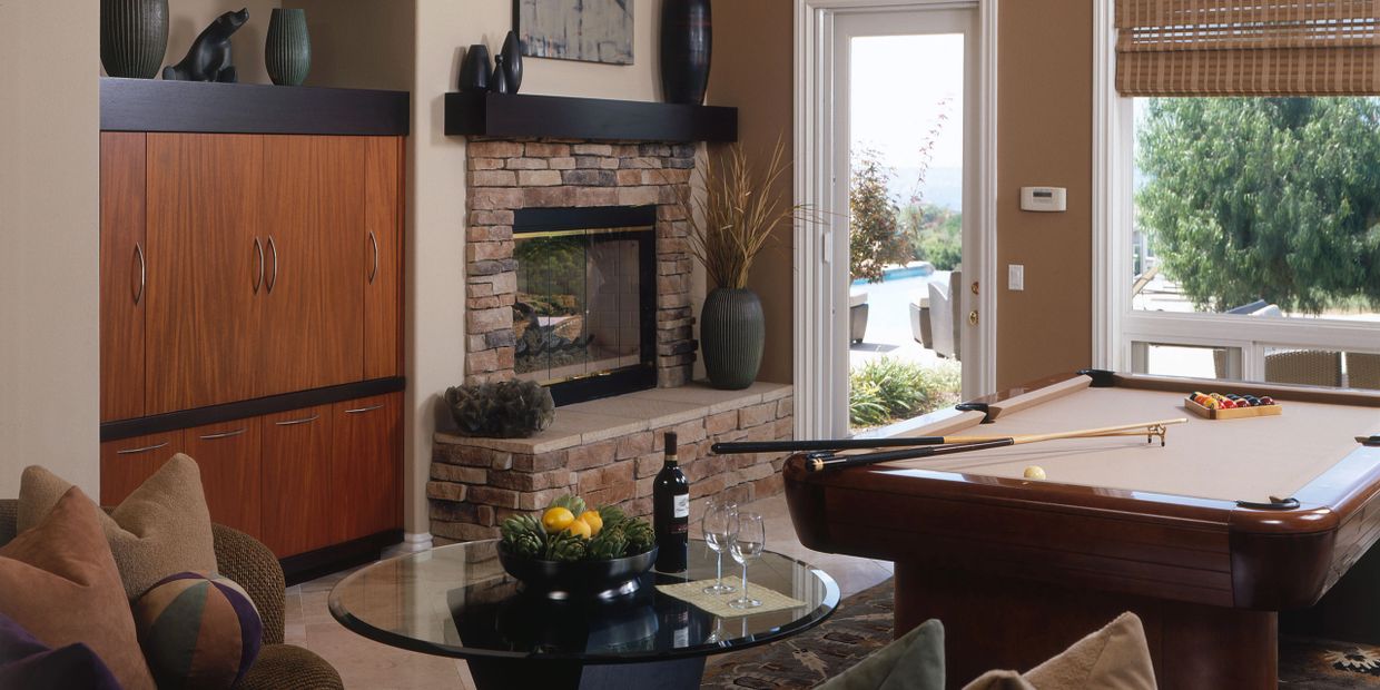 interior of home with seating area and pool table