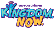 Colorful logo saying 'Kingdom Now' with a crown symbol.