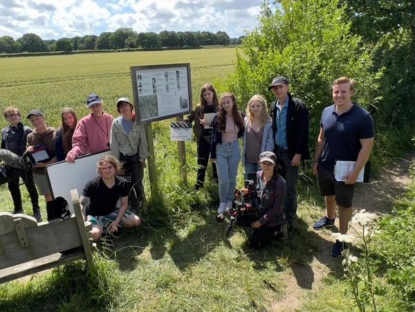 Tristan Loraine with cast & crew of Angel Fleet film on location in West Sussex UK
