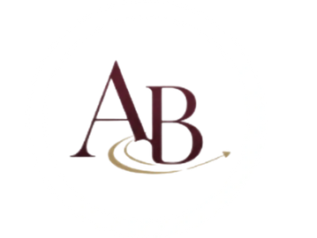 Logo with letters A and B intertwined inside a white circle.