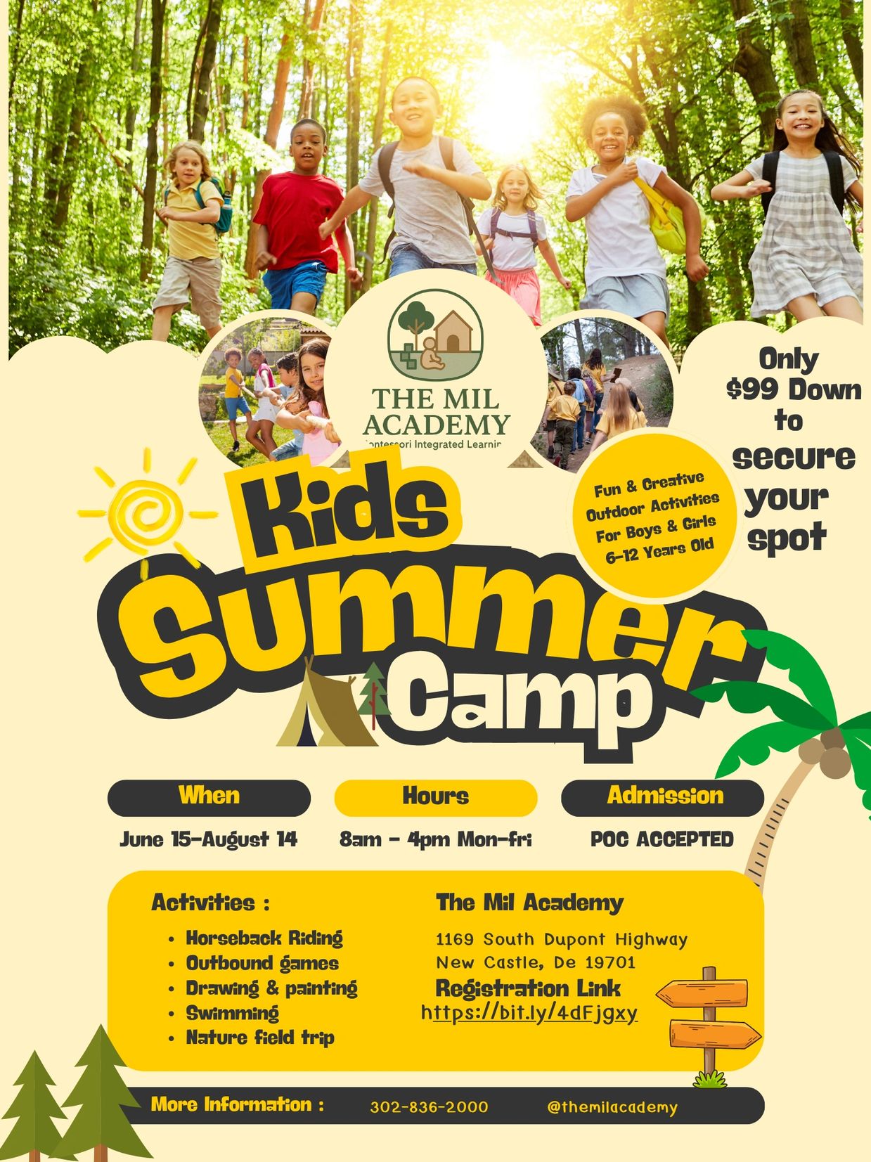 Kids summer camp with outdoor activities for ages 6-12, fun and creative.