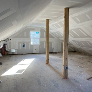 Drywall installation in room