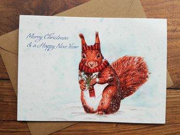 Red Squirrel Christmas card