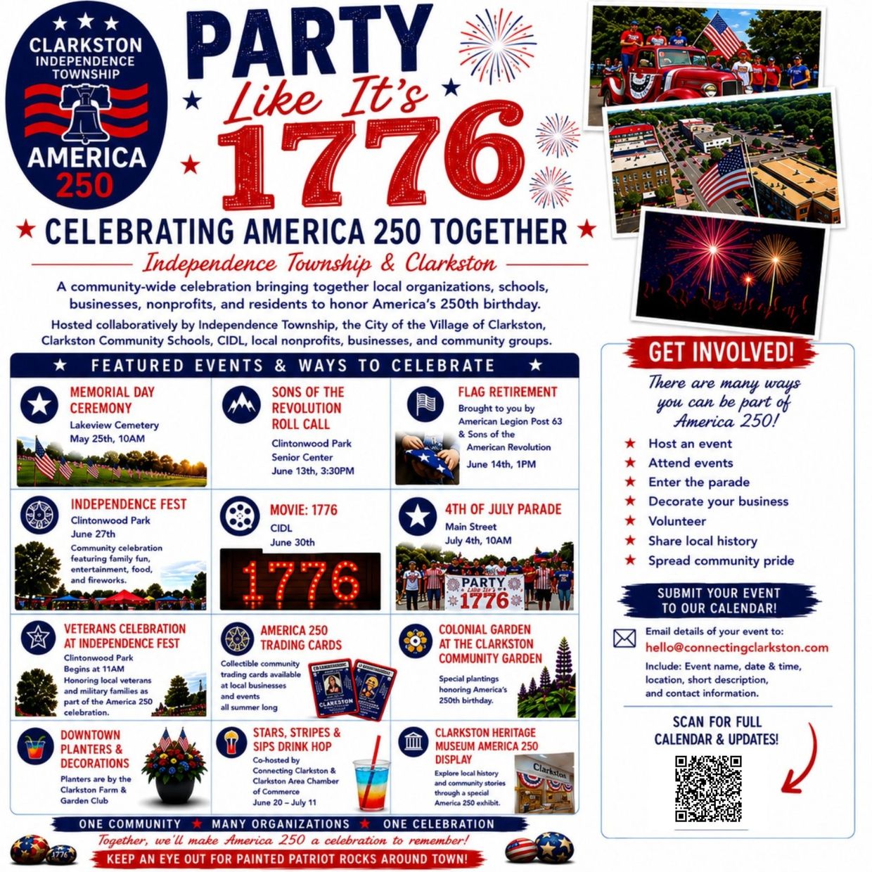 Clarkston Independence Township celebrates America 250 with community events and activities.