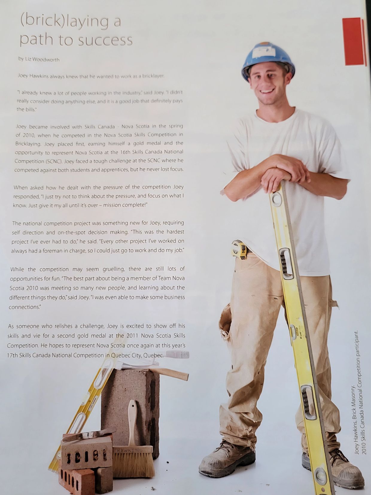 Joey Hawkins in Skills Magazine, award-winning masonry contractor Halifax NS, custom stone & brick.