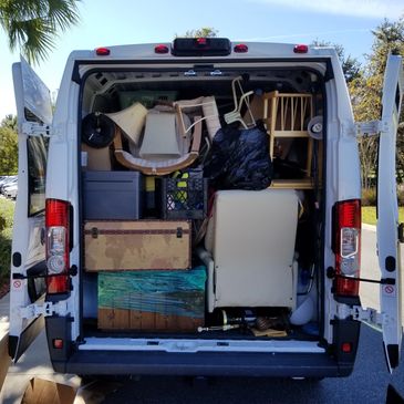 Packed moving van