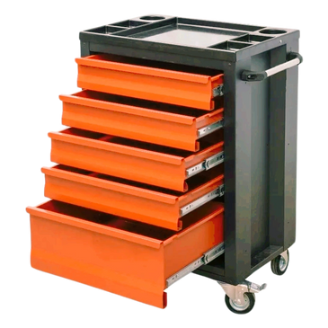 an industrial tool cart with drawers