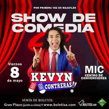 Promotional poster for Kevyn Contreras' comedy show in Mazatlán on May 8.