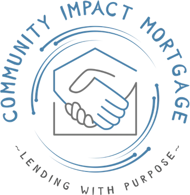 Logo of Community Impact Mortgage with handshake and house.