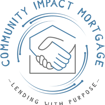 Logo of Community Impact Mortgage with handshake and house.