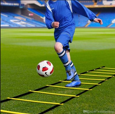 A person doing ladder drills for soccer