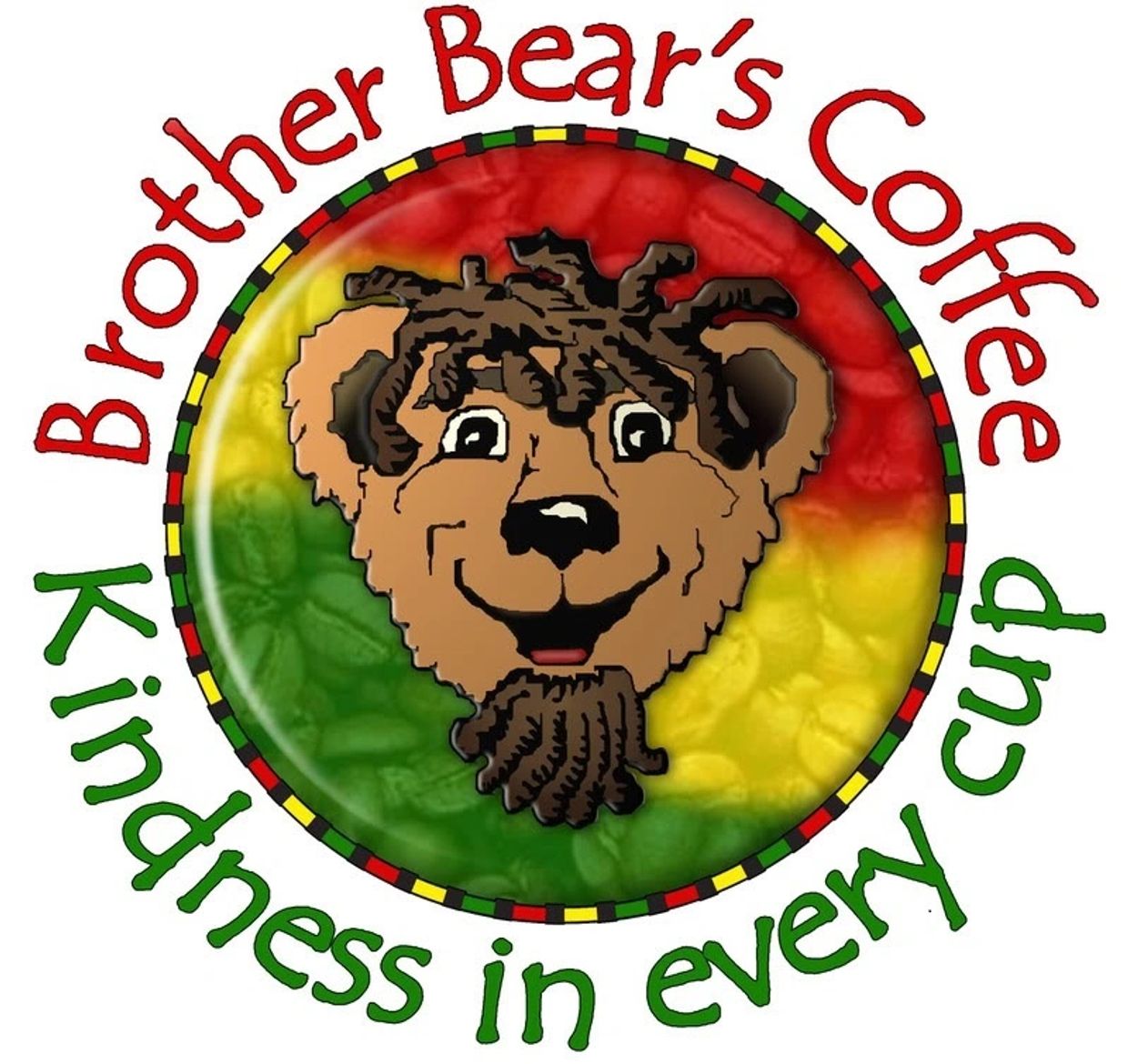 Logo of Brother Bear's Coffee with a smiling bear and colorful background.