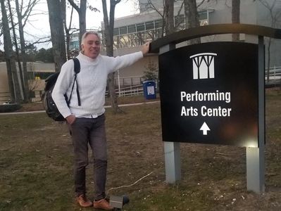 Berten D'Hollander at Stockton College in Pomona, New Jersey, USA, getting ready for a masterclass. 