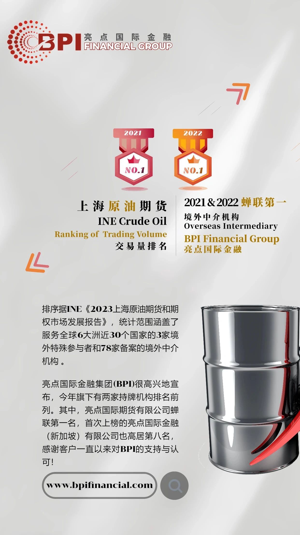亮点国际蝉联INE原油境外第一，并获交易所嘉奖
