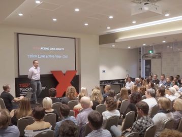 Blake Repine delivering a TED Talk in Rockhampton Queensland at TEDx Rockhampton