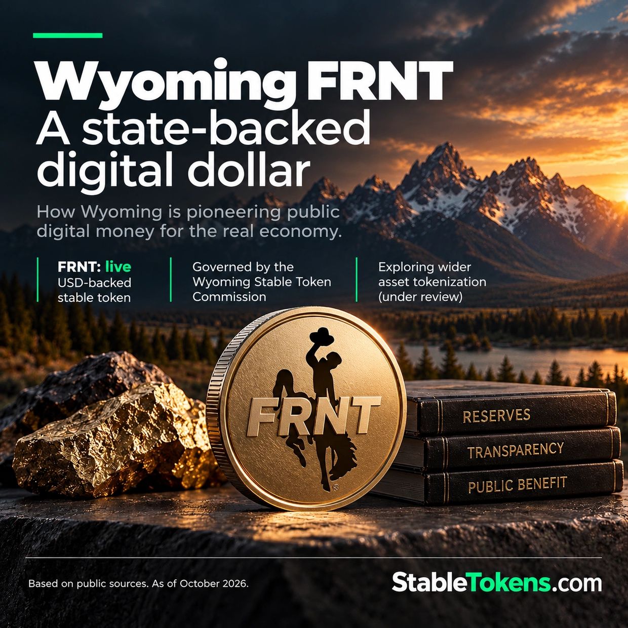 Wyoming FRNT: a live USD-backed state stable token governed by the Wyoming Stable Token Commission